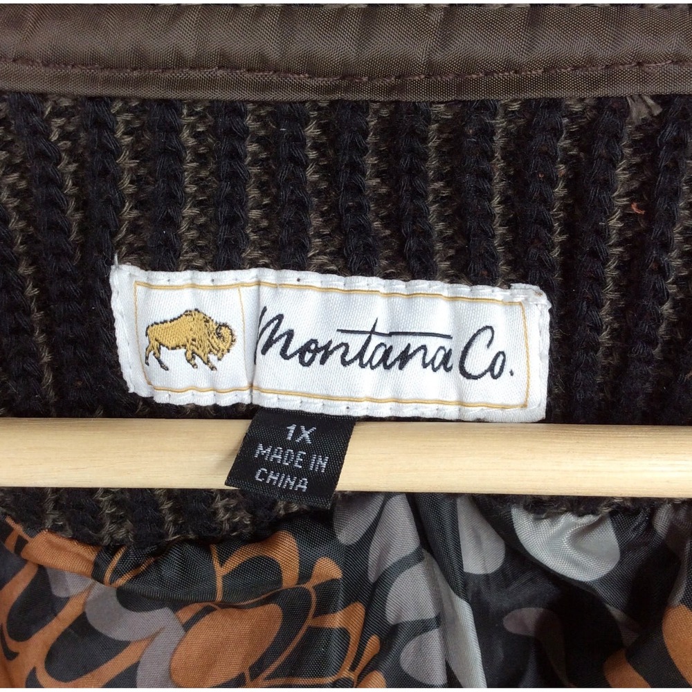 Montana Co. Women's Contrast Corduroy Knit Jacket Size 1X Rust Brown Zip - Picture 8 of 9